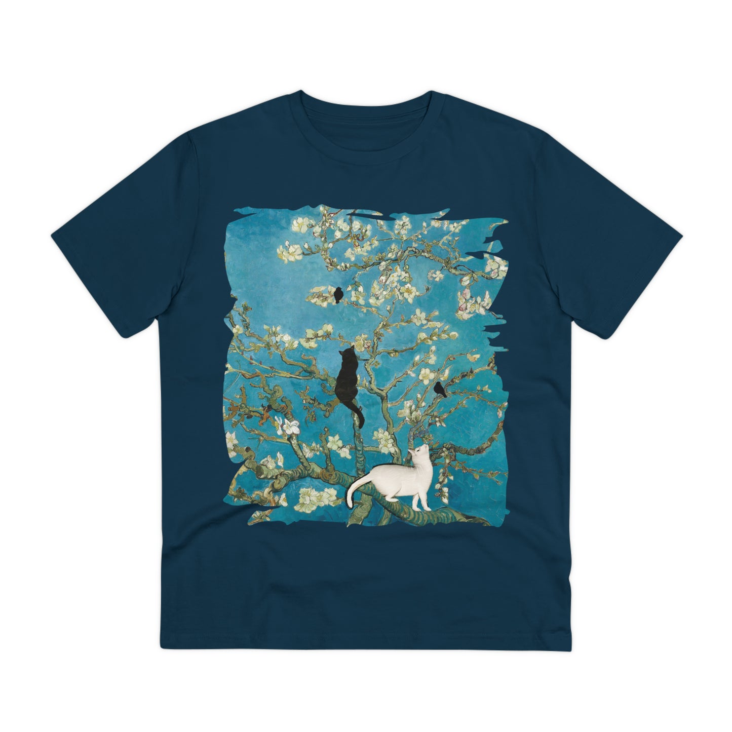 Van Gogh's Almond blossom (1890) - Cats Fine Art Print Organic Cotton T-Shirt Unisex