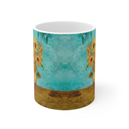 Van Gogh's Vase with Twelve Sunflowers (1888–1889) - Original Fine Art Print Ceramic Coffee Mugs, 11oz, 15oz