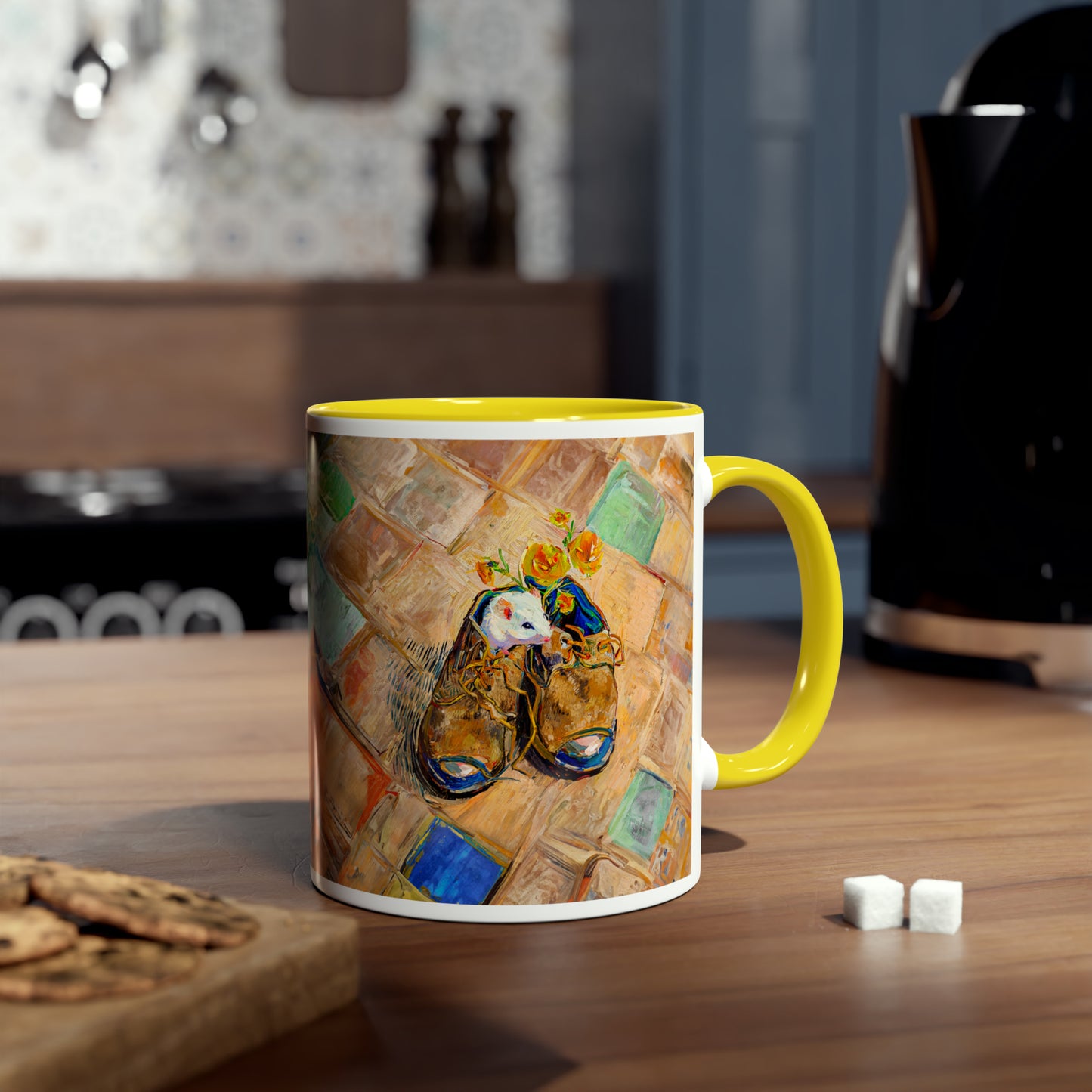 Van Gogh's Shoes (1888) - Mouse in the shoe Fine Art Print Two-Tone Coffee Mugs, 11oz