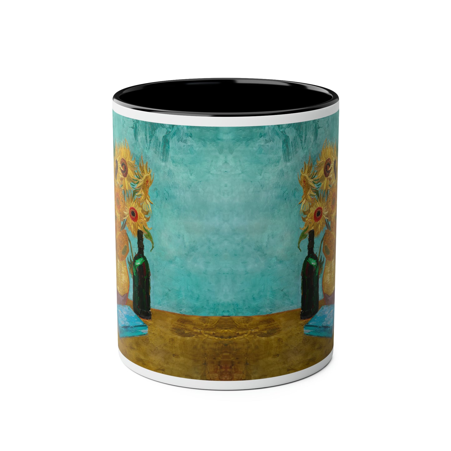 Van Gogh's Vase with Twelve Sunflowers (1888–1889) - Wine and book lover Fine Art Print Two-Tone Coffee Mugs, 11oz