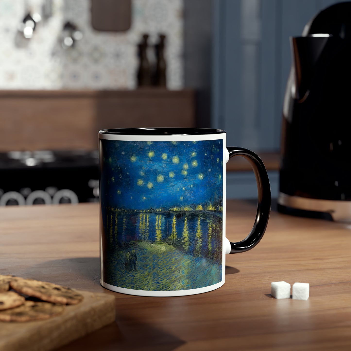 Van Gogh's Starry Night Over the Rhone (1888) - Original Fine Art Print Two-Tone Coffee Mugs, 11oz