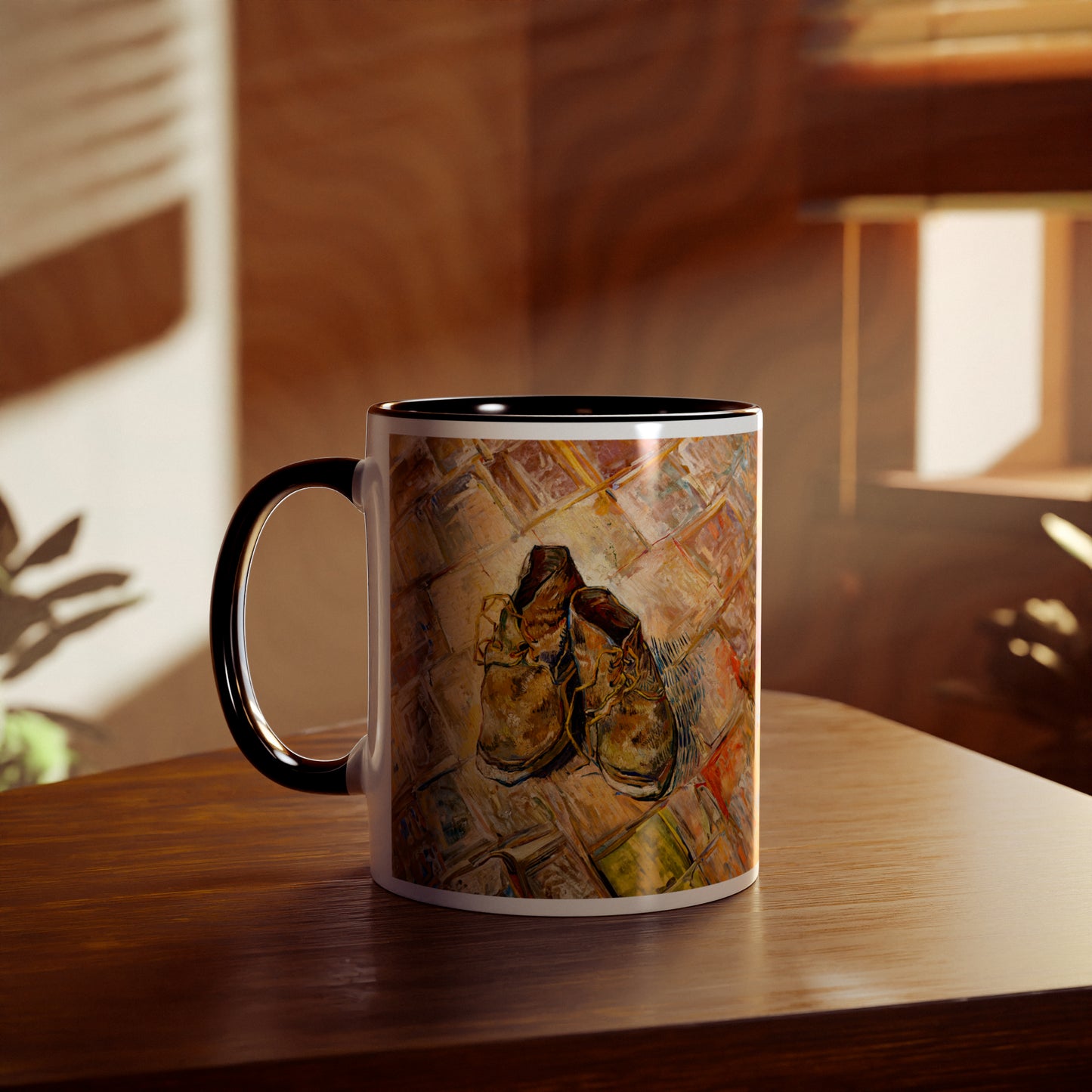 Van Gogh's Shoes (1888) - Original Fine Art Print Two-Tone Coffee Mugs, 11oz