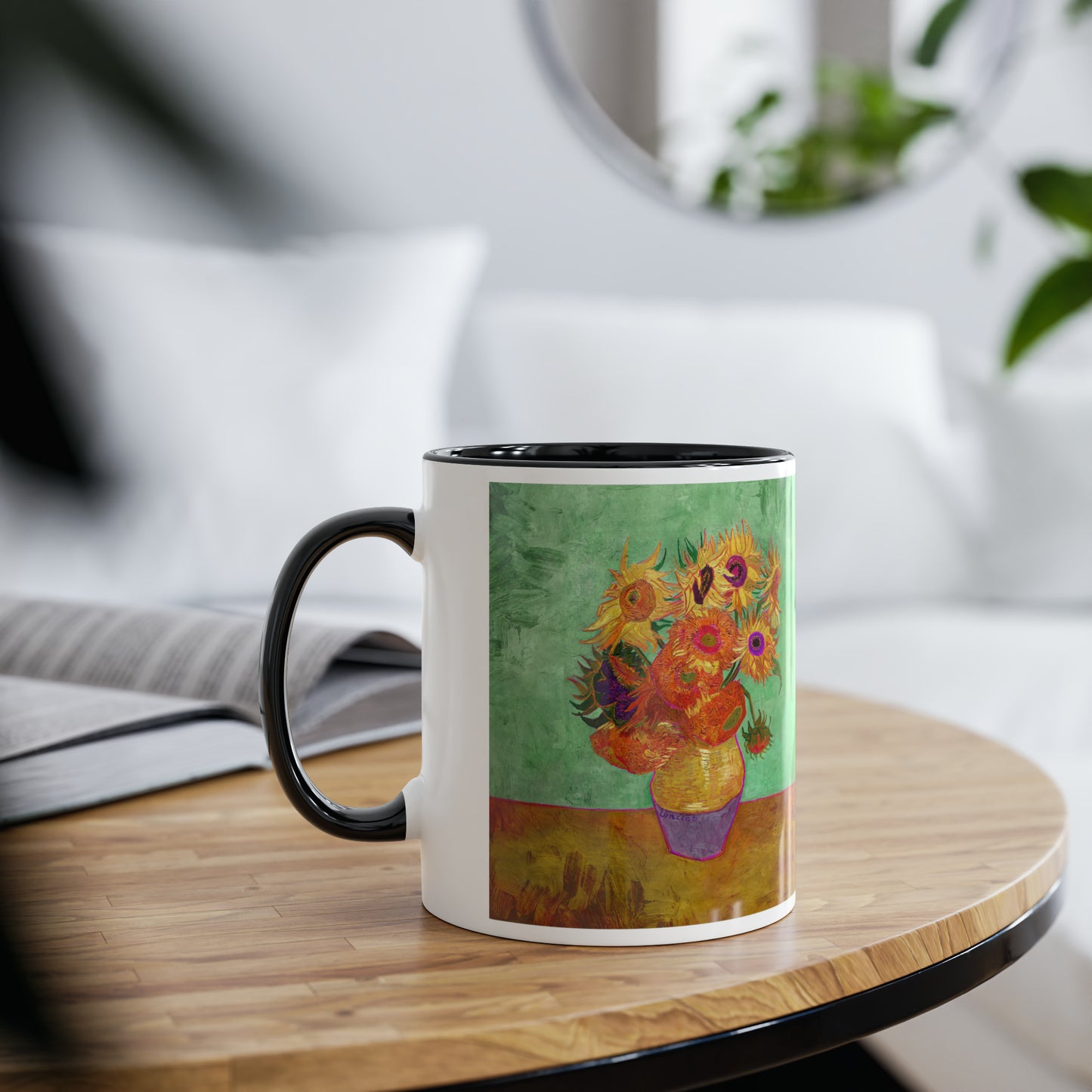 Van Gogh's Vase with Twelve Sunflowers (1888–1889) - Summer Fine Art Print Two-Tone Coffee Mugs, 11oz