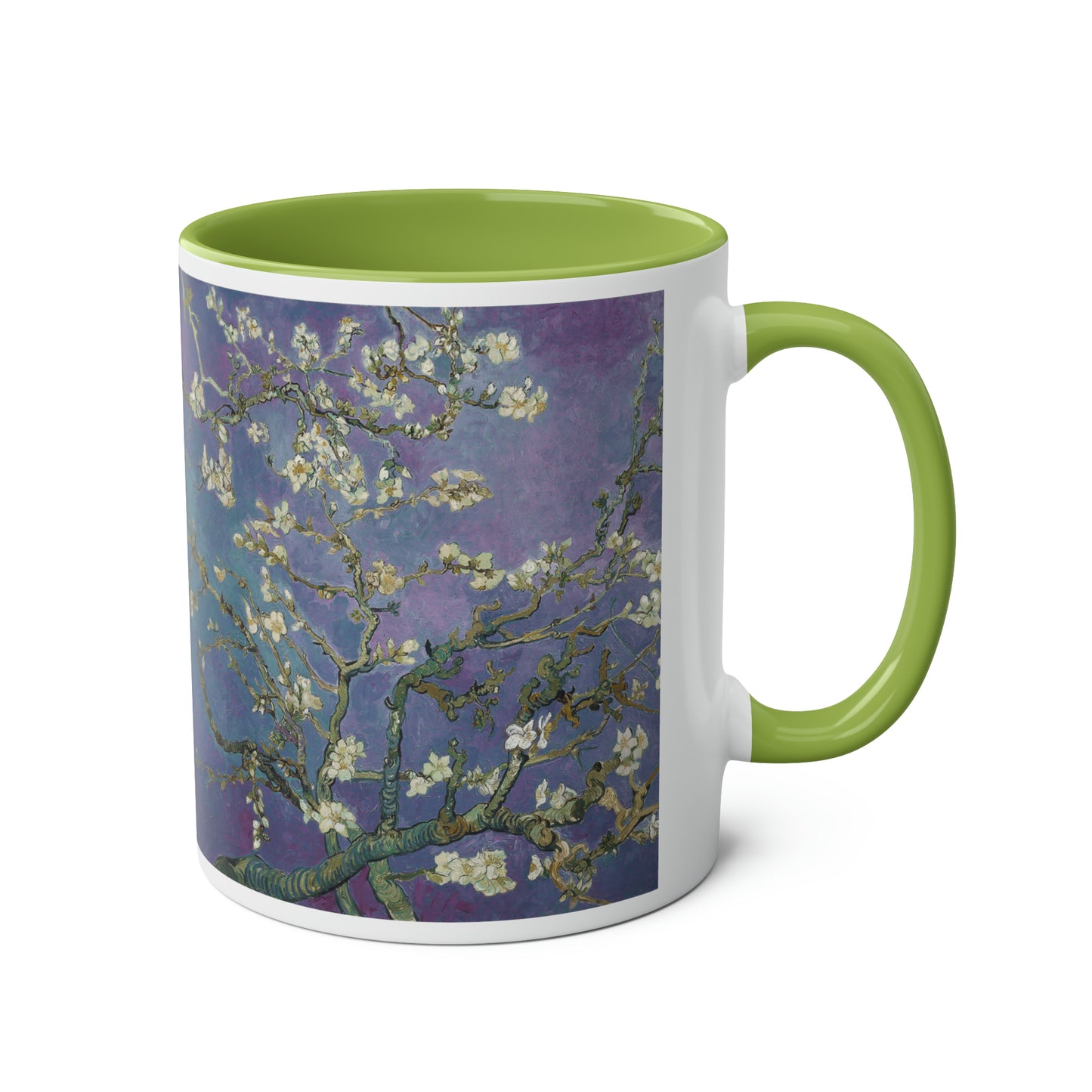 Van Gogh's Almond blossom (1890) - Purple Fine Art Print Two-Tone Coffee Mugs, 11oz