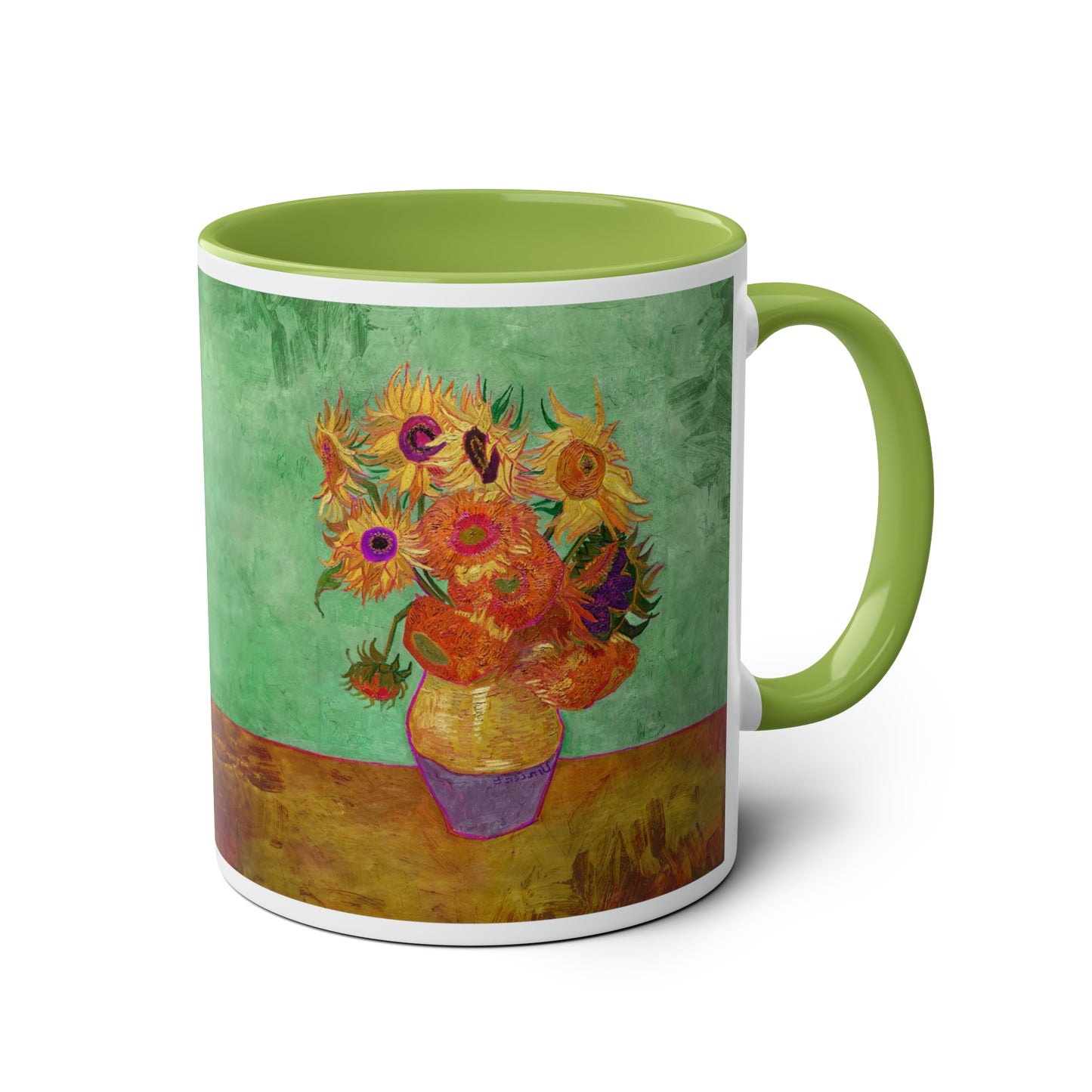 Van Gogh's Vase with Twelve Sunflowers (1888–1889) - Summer Fine Art Print Two-Tone Coffee Mugs, 11oz