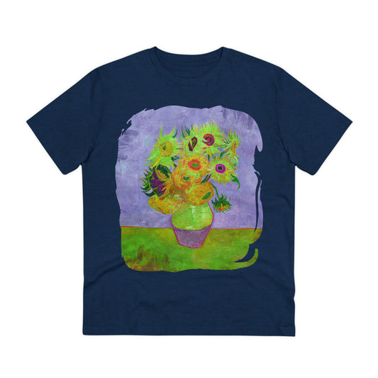 Van Gogh's Vase with Twelve Sunflowers (1888–1889) - Pop art green Fine Art Print Organic Cotton T-Shirt Unisex