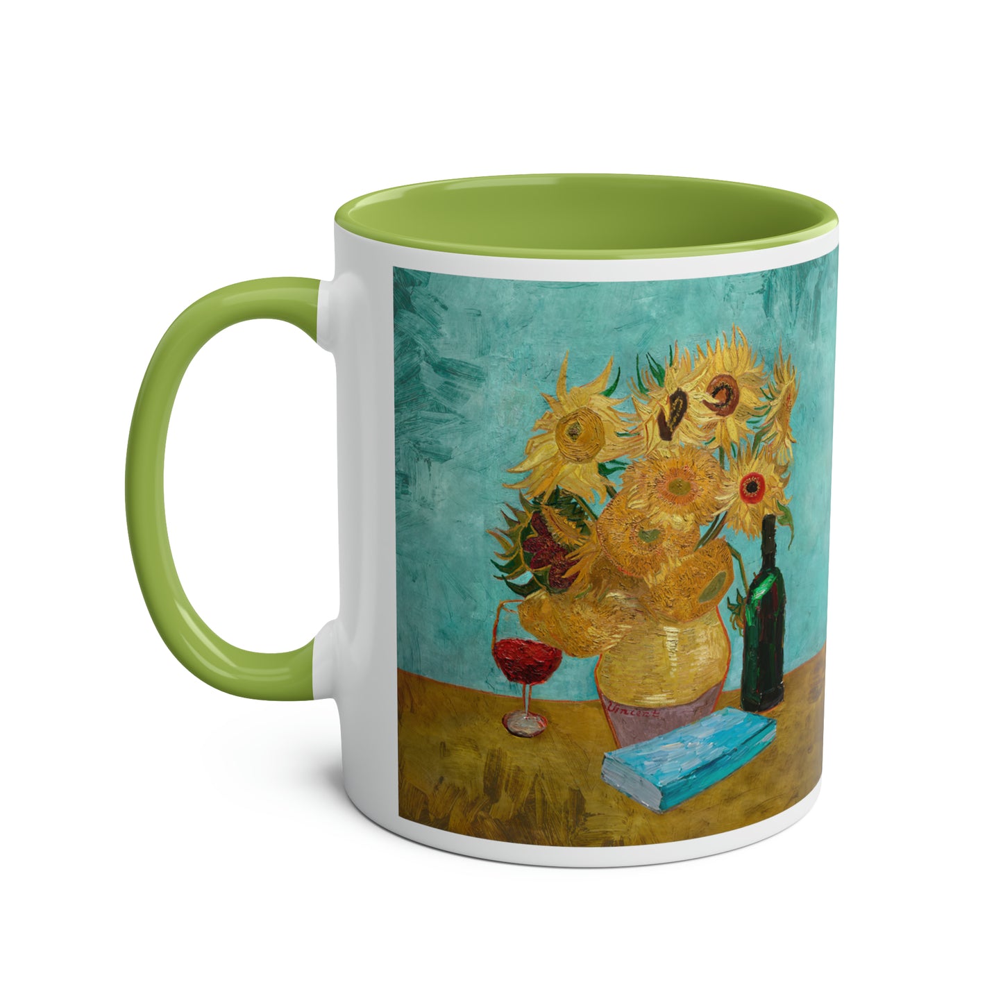 Van Gogh's Vase with Twelve Sunflowers (1888–1889) - Wine and book lover Fine Art Print Two-Tone Coffee Mugs, 11oz