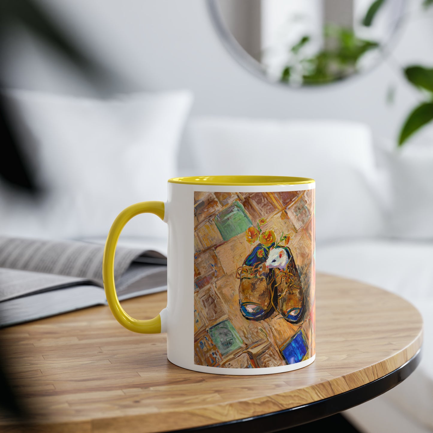 Van Gogh's Shoes (1888) - Mouse in the shoe Fine Art Print Two-Tone Coffee Mugs, 11oz