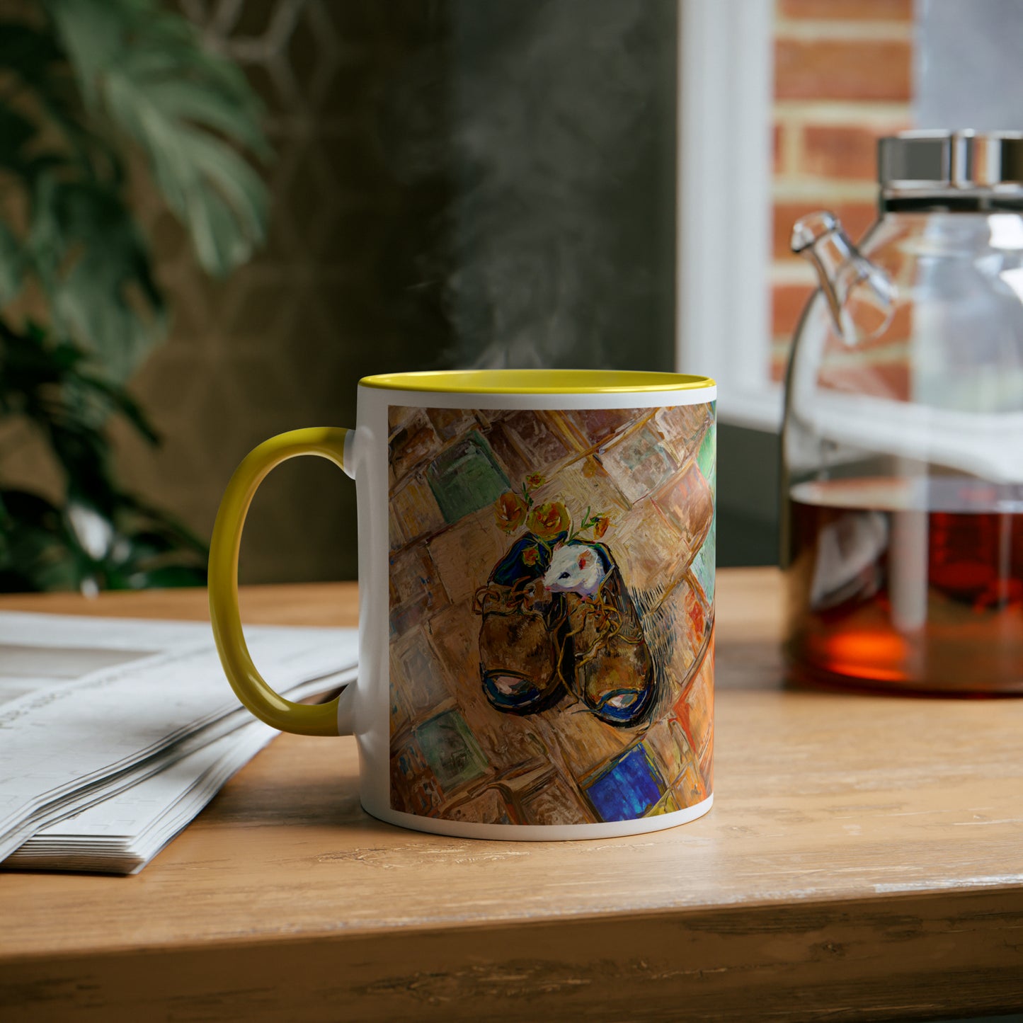 Van Gogh's Shoes (1888) - Mouse in the shoe Fine Art Print Two-Tone Coffee Mugs, 11oz