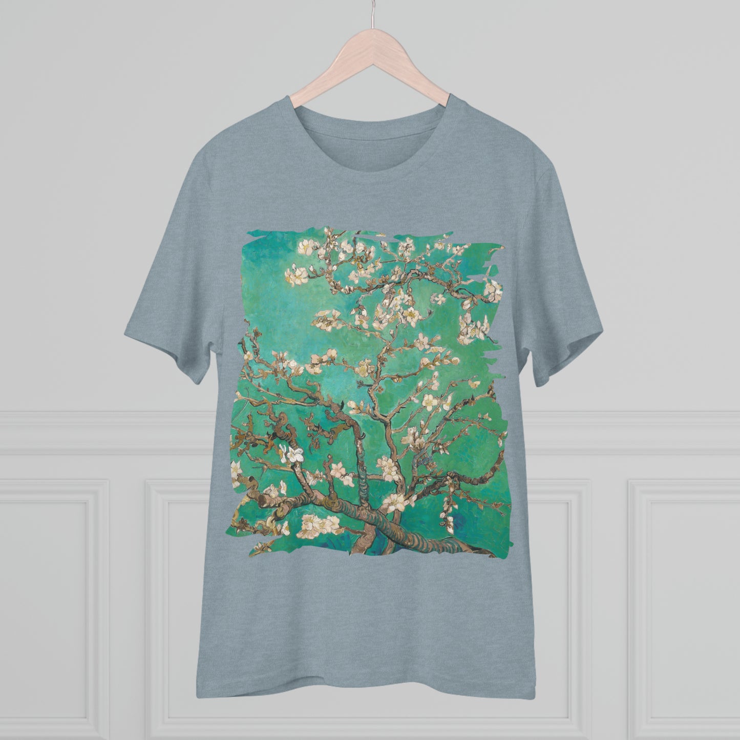 Van Gogh's Almond blossom (1890) - Green Fine Art Print Organic Cotton T-Shirt Unisex