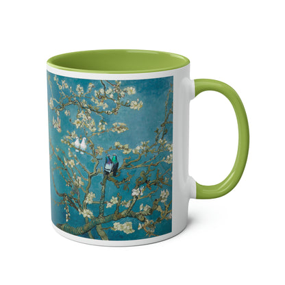 Van Gogh's Almond blossom (1890) - Lovebirds Fine Art Print Two-Tone Coffee Mugs, 11oz