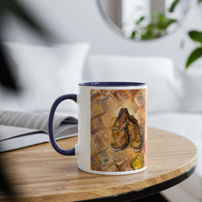 Van Gogh's Shoes (1888) - Original Fine Art Print Two-Tone Coffee Mugs, 11oz