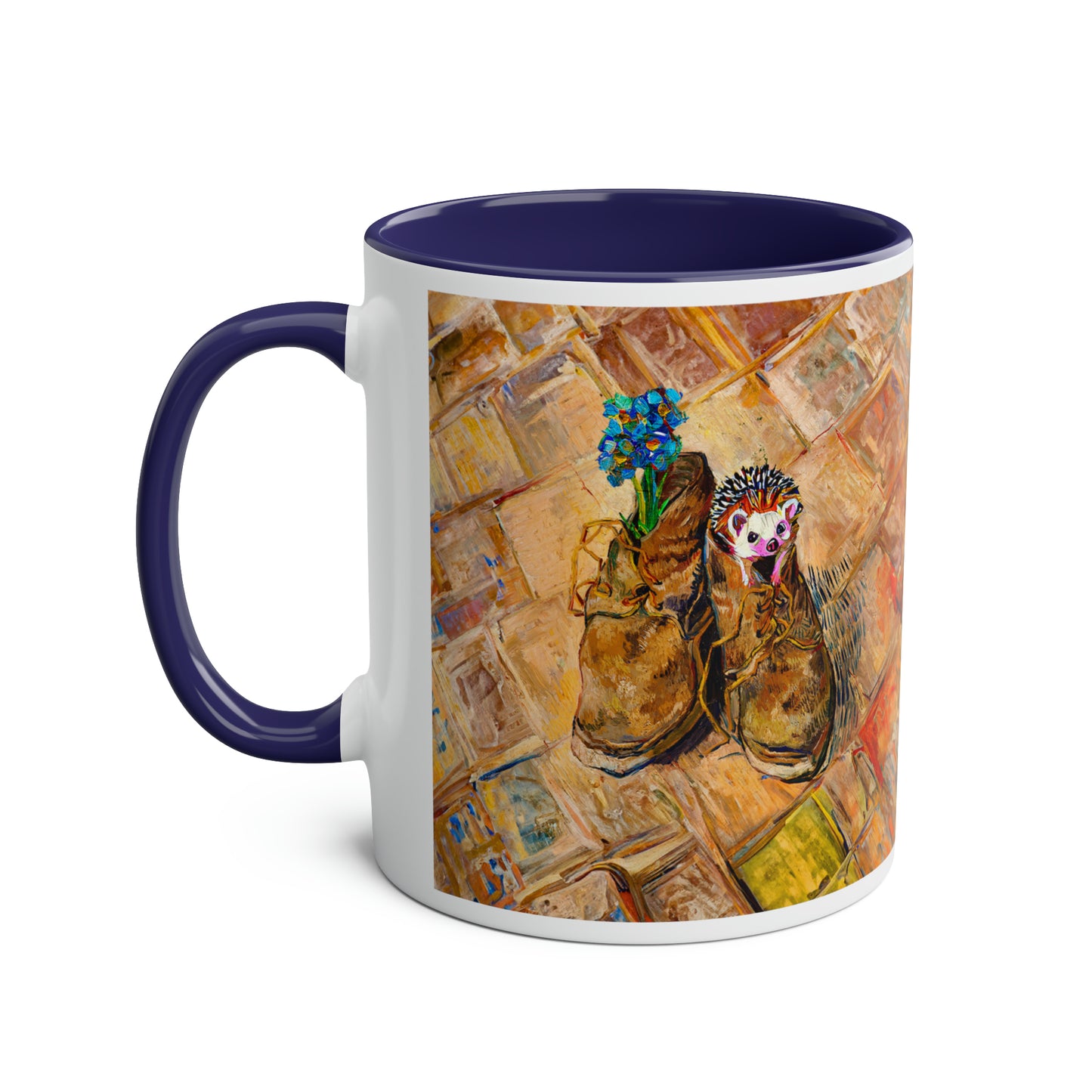 Van Gogh's Shoes (1888) - Hedgehog Fine Art Print Two-Tone Coffee Mugs, 11oz