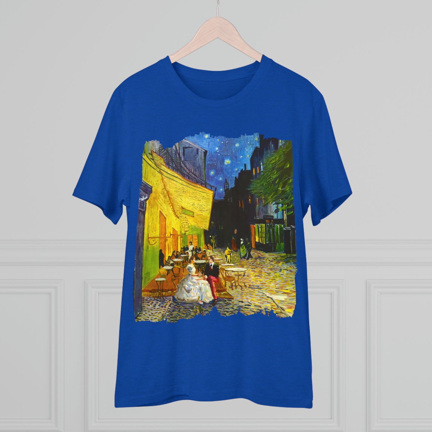 Van Gogh's Café Terrace at Night (1888) - Couple Fine Art Print Organic Cotton T-Shirt Unisex