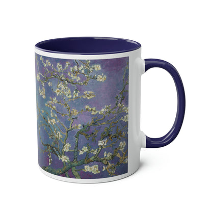 Van Gogh's Almond blossom (1890) - Purple Fine Art Print Two-Tone Coffee Mugs, 11oz