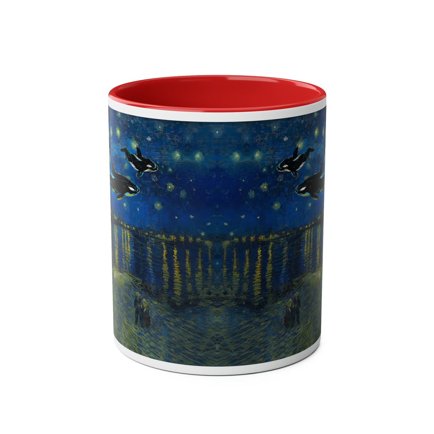 Van Gogh's Starry Night Over the Rhone (1888) - Dreams Fine Art Print Two-Tone Coffee Mugs, 11oz