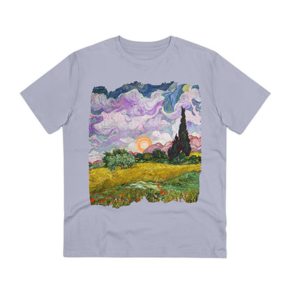 Van Gogh's Wheat Field with Cypresses (1889) - Sunset Fine Art Print Organic Cotton T-Shirt Unisex