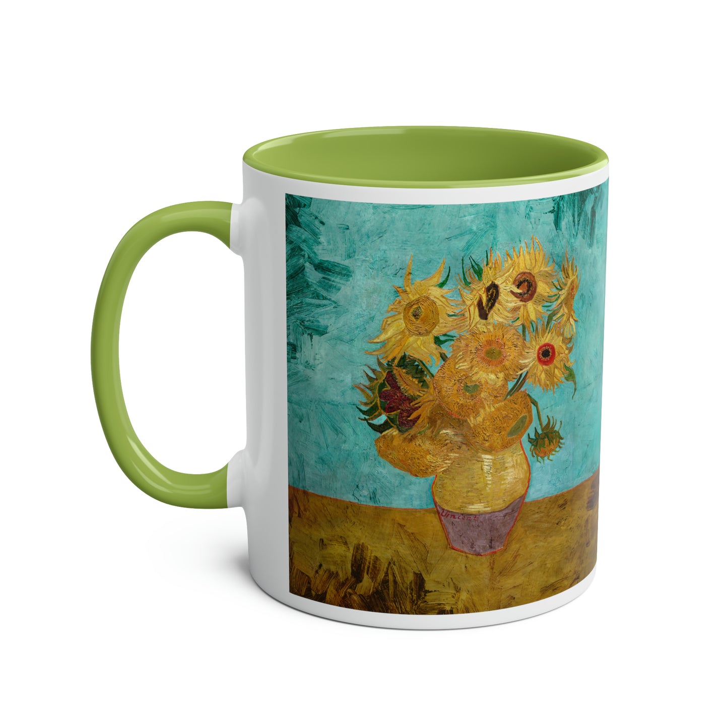 Van Gogh's Vase with Twelve Sunflowers (1888–1889) - Original Fine Art Print Two-Tone Coffee Mugs, 11oz