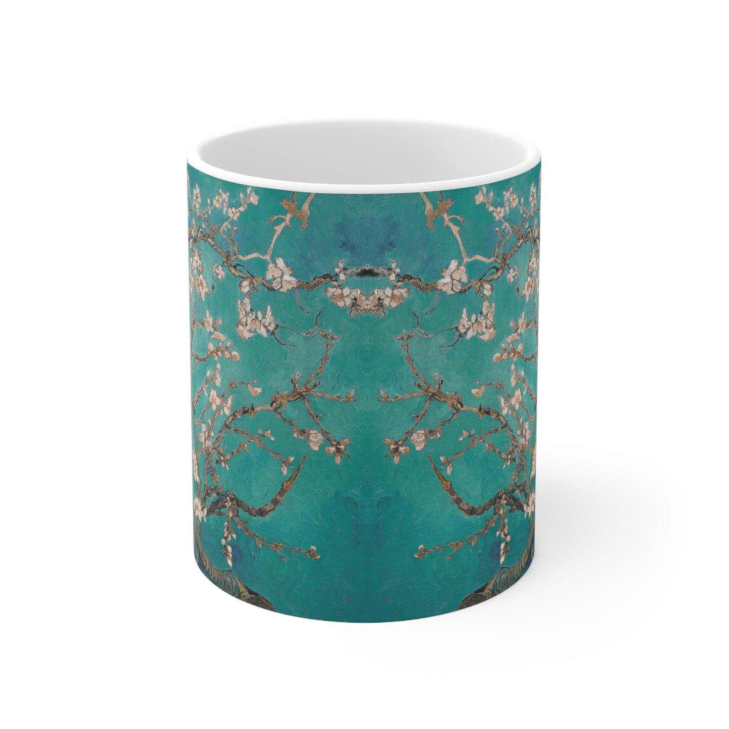 Van Gogh's Almond blossom (1890) - Turqoise Fine Art Print Ceramic Coffee Mugs, 11oz, 15oz