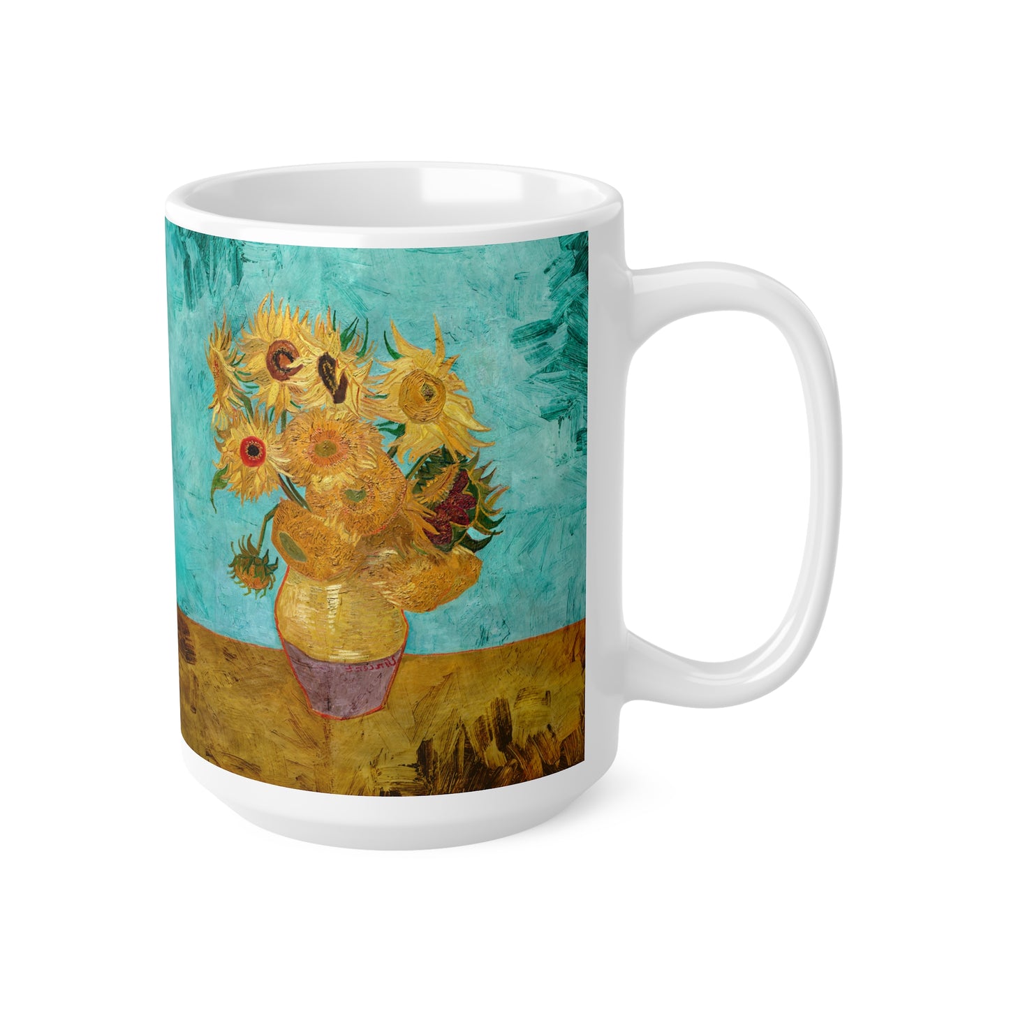 Van Gogh's Vase with Twelve Sunflowers (1888–1889) - Original Fine Art Print Ceramic Coffee Mugs, 11oz, 15oz