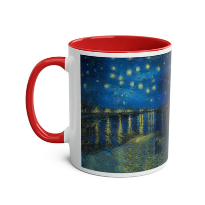 Van Gogh's Starry Night Over the Rhone (1888) - Original Fine Art Print Two-Tone Coffee Mugs, 11oz