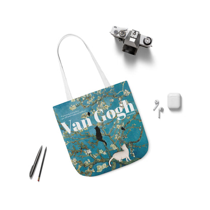 Vincent Vang Gogh Cherry Blossom - Cats - Canvas Tote Bag, 5-Color Straps