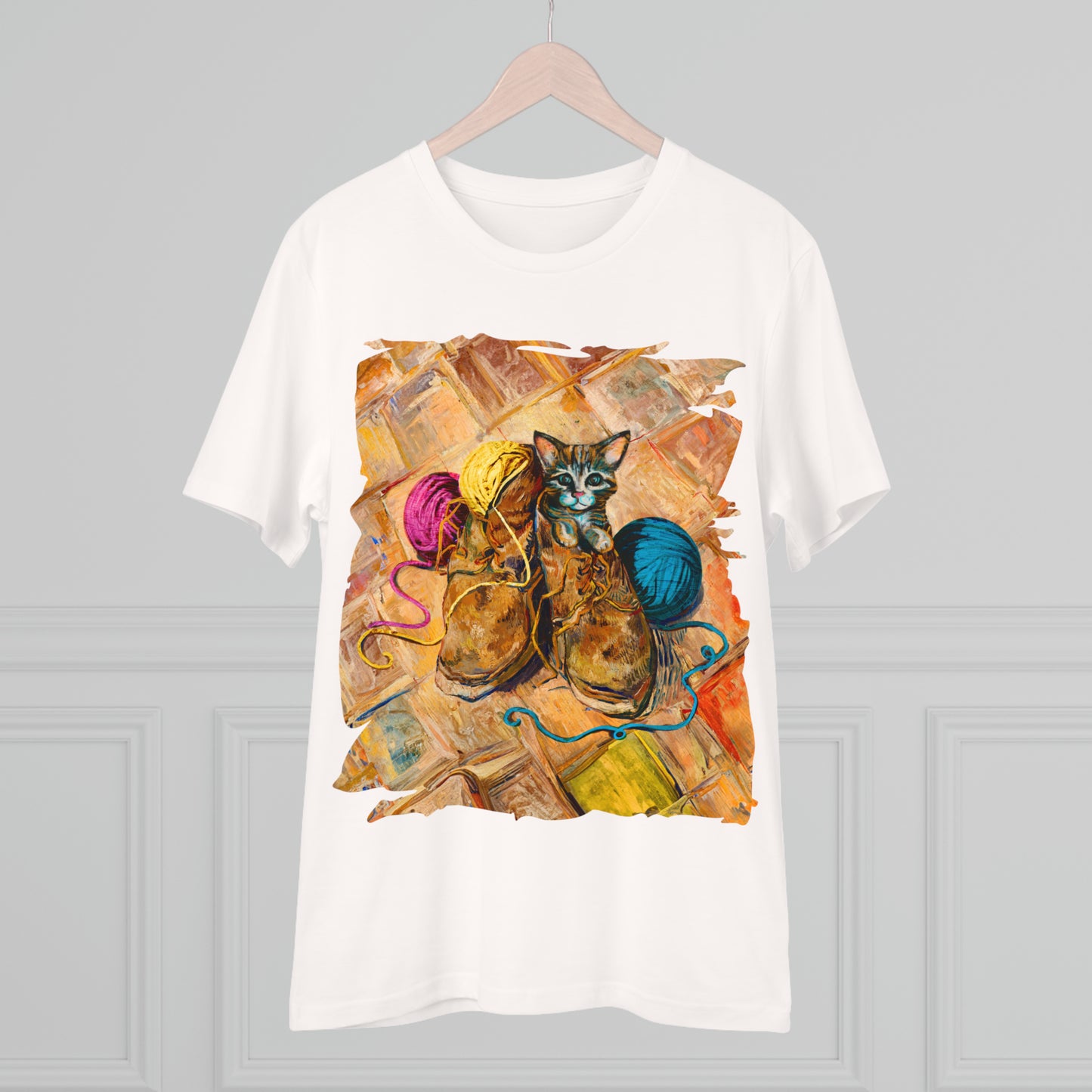 Van Gogh's Shoes (1888) - Kitten with yarns Fine Art Print Organic Cotton T-Shirt Unisex