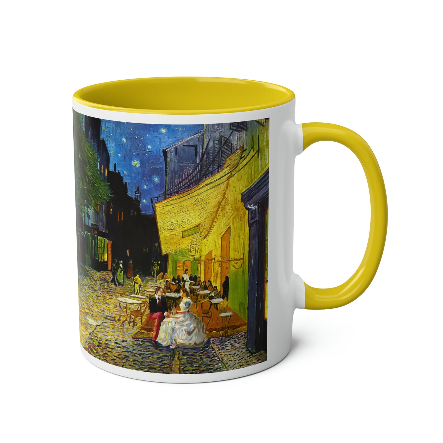 Van Gogh's Café Terrace at Night (1888) - Couple Two-Tone Coffee Mugs, 11oz