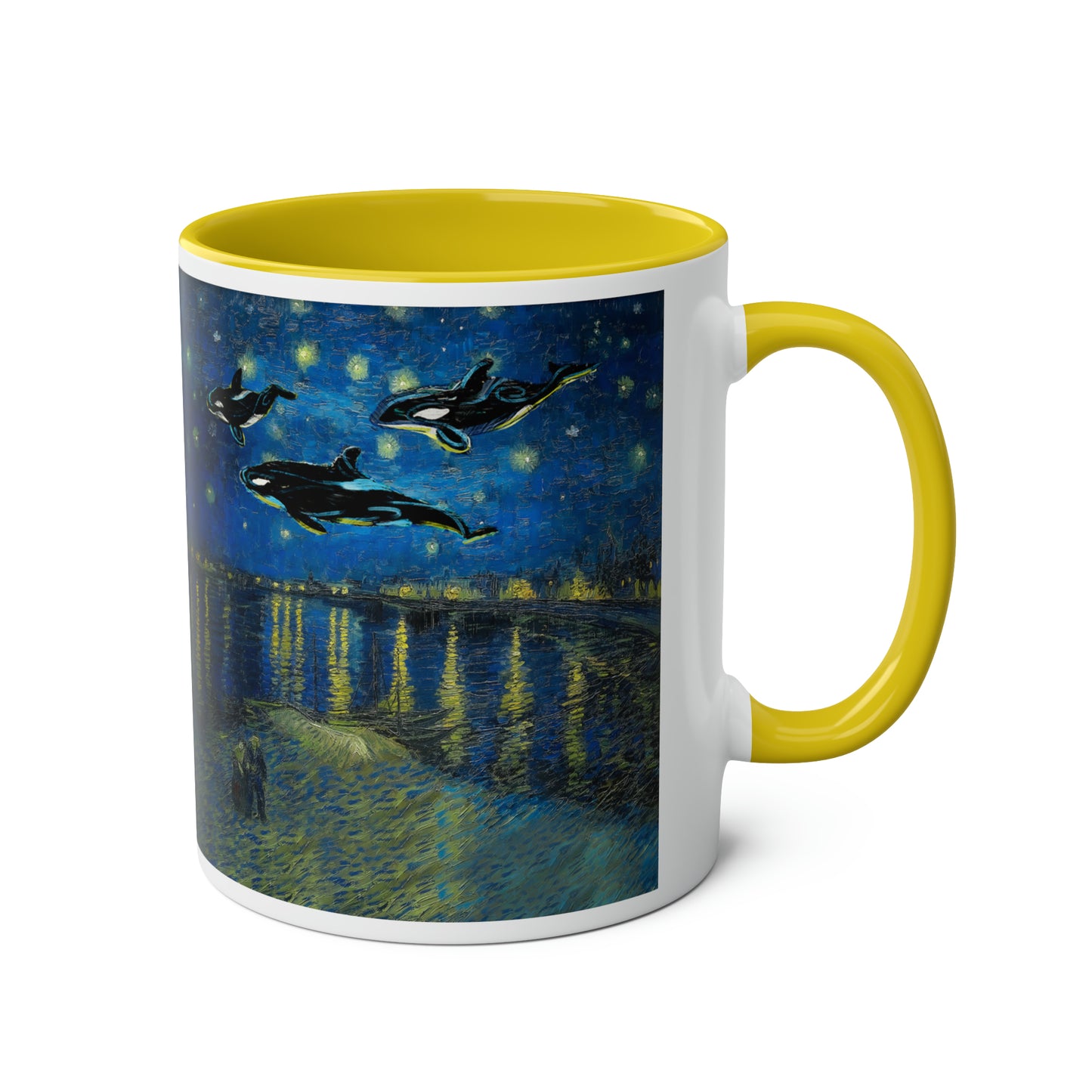 Van Gogh's Starry Night Over the Rhone (1888) - Dreams Fine Art Print Two-Tone Coffee Mugs, 11oz