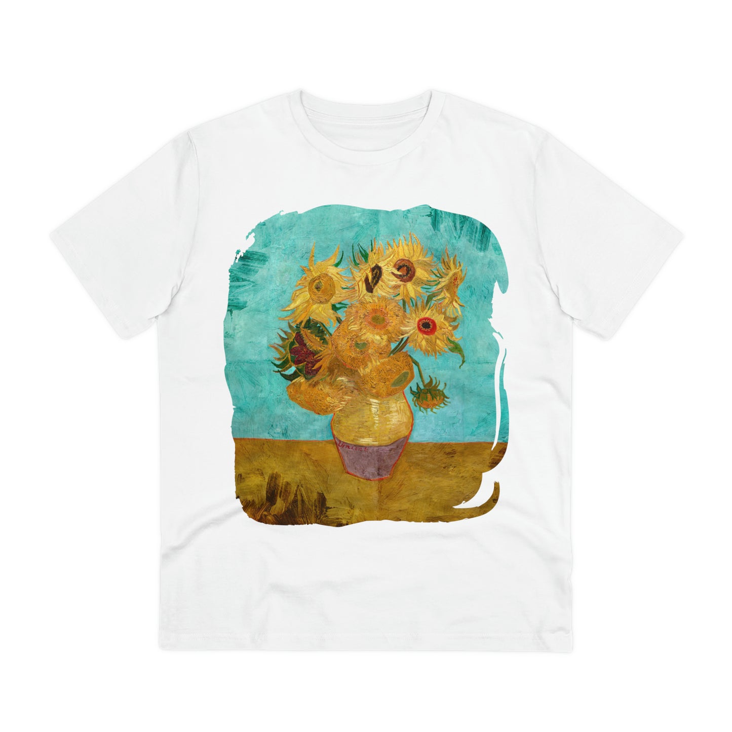 Van Gogh's Vase with Twelve Sunflowers (1888–1889) - Original Fine Art Print Organic Cotton T-Shirt Unisex