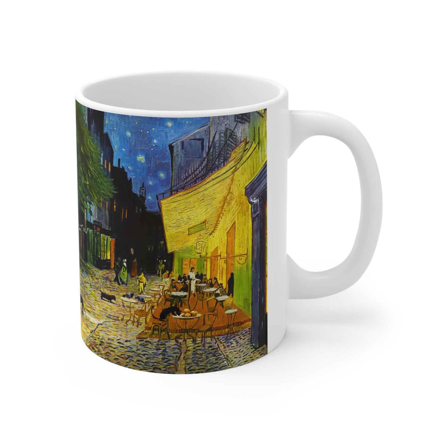 Van Gogh's Café Terrace at Night (1888) - Strays Fine Art Print Ceramic Coffee Mugs, 11oz, 15oz