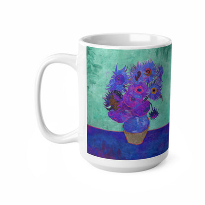 Van Gogh's Vase with Twelve Sunflowers (1888–1889) - Pop art purple Fine Art Print Ceramic Coffee Mugs, 11oz, 15oz