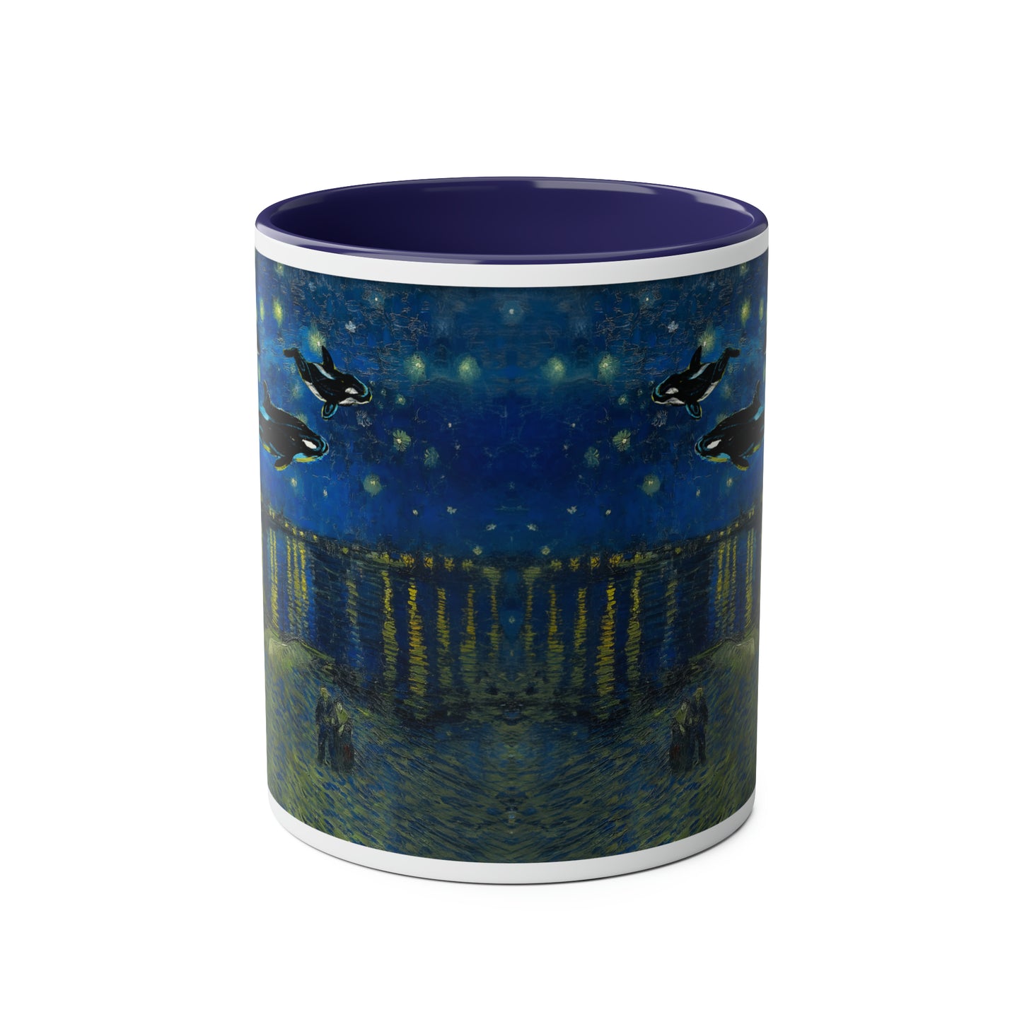 Van Gogh's Starry Night Over the Rhone (1888) - Dreams Fine Art Print Two-Tone Coffee Mugs, 11oz