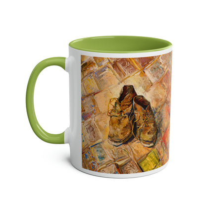 Van Gogh's Shoes (1888) - Original Fine Art Print Two-Tone Coffee Mugs, 11oz