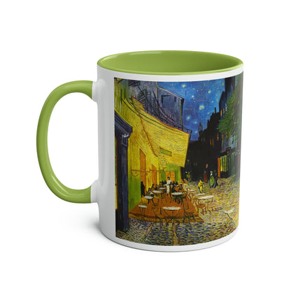 Van Gogh's Café Terrace at Night (1888) - Original Fine Art Print Two-Tone Coffee Mugs, 11oz