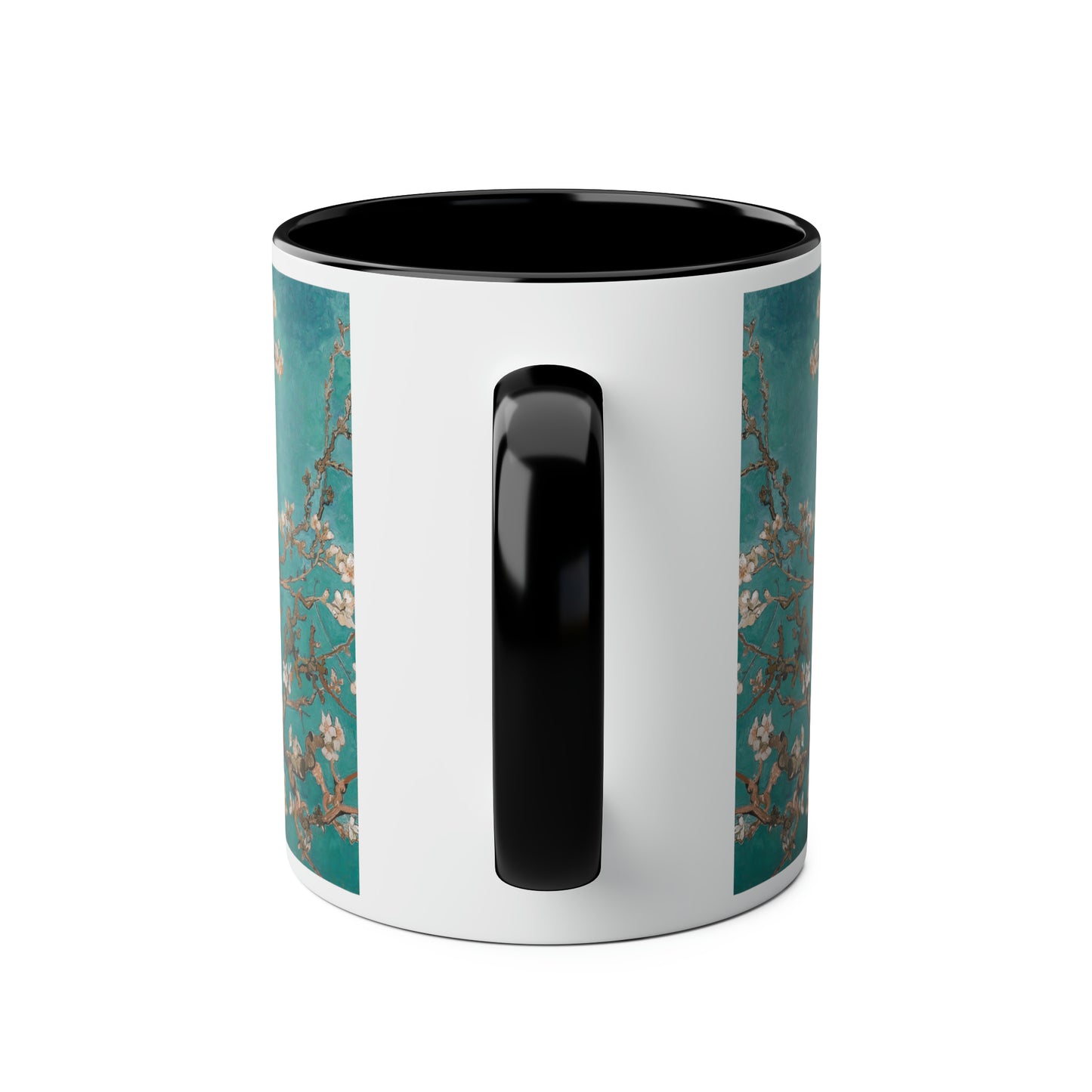 Van Gogh's Almond blossom (1890) - Turqoise Fine Art Print Two-Tone Coffee Mugs, 11oz