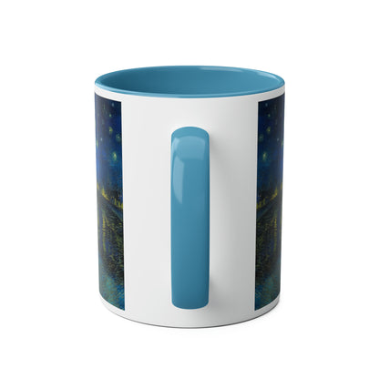 Van Gogh's Starry Night Over the Rhone (1888) - Original Fine Art Print Two-Tone Coffee Mugs, 11oz