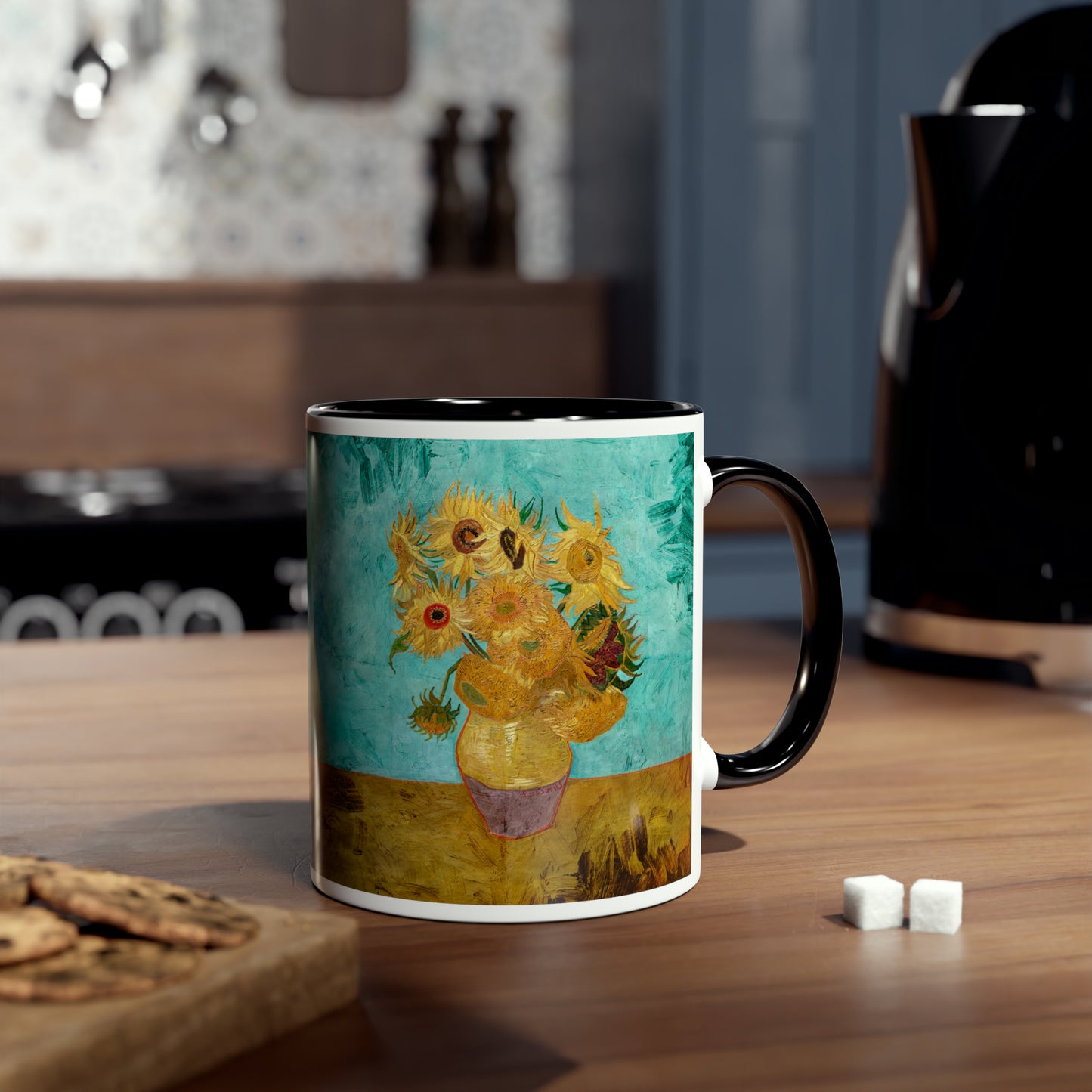 Van Gogh's Vase with Twelve Sunflowers (1888–1889) - Original Fine Art Print Two-Tone Coffee Mugs, 11oz