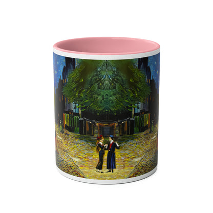 Van Gogh's Café Terrace at Night (1888) - Couple Two-Tone Coffee Mugs, 11oz