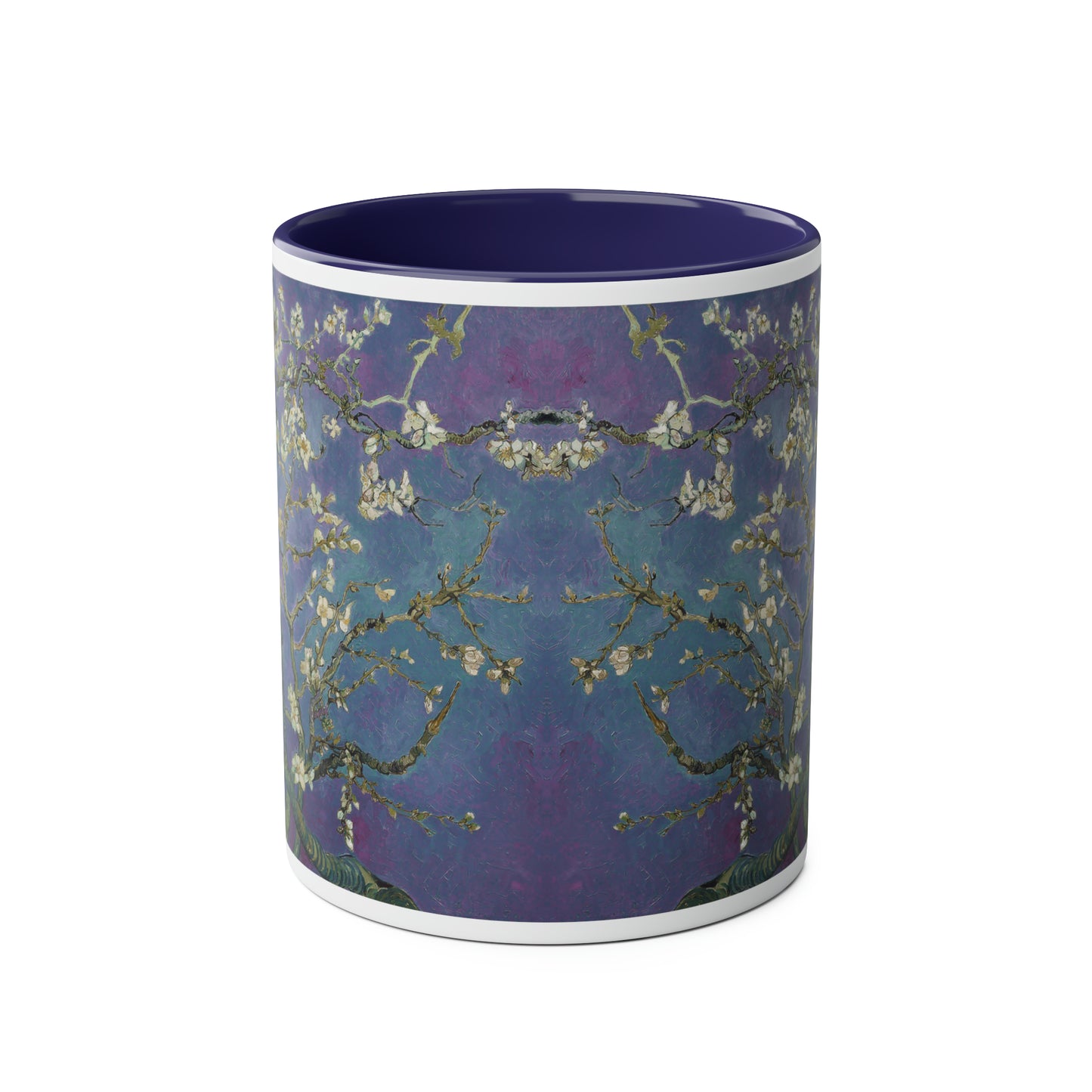 Van Gogh's Almond blossom (1890) - Purple Fine Art Print Two-Tone Coffee Mugs, 11oz