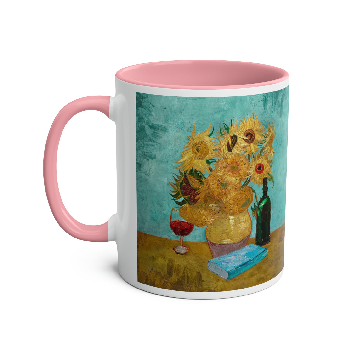 Van Gogh's Vase with Twelve Sunflowers (1888–1889) - Wine and book lover Fine Art Print Two-Tone Coffee Mugs, 11oz