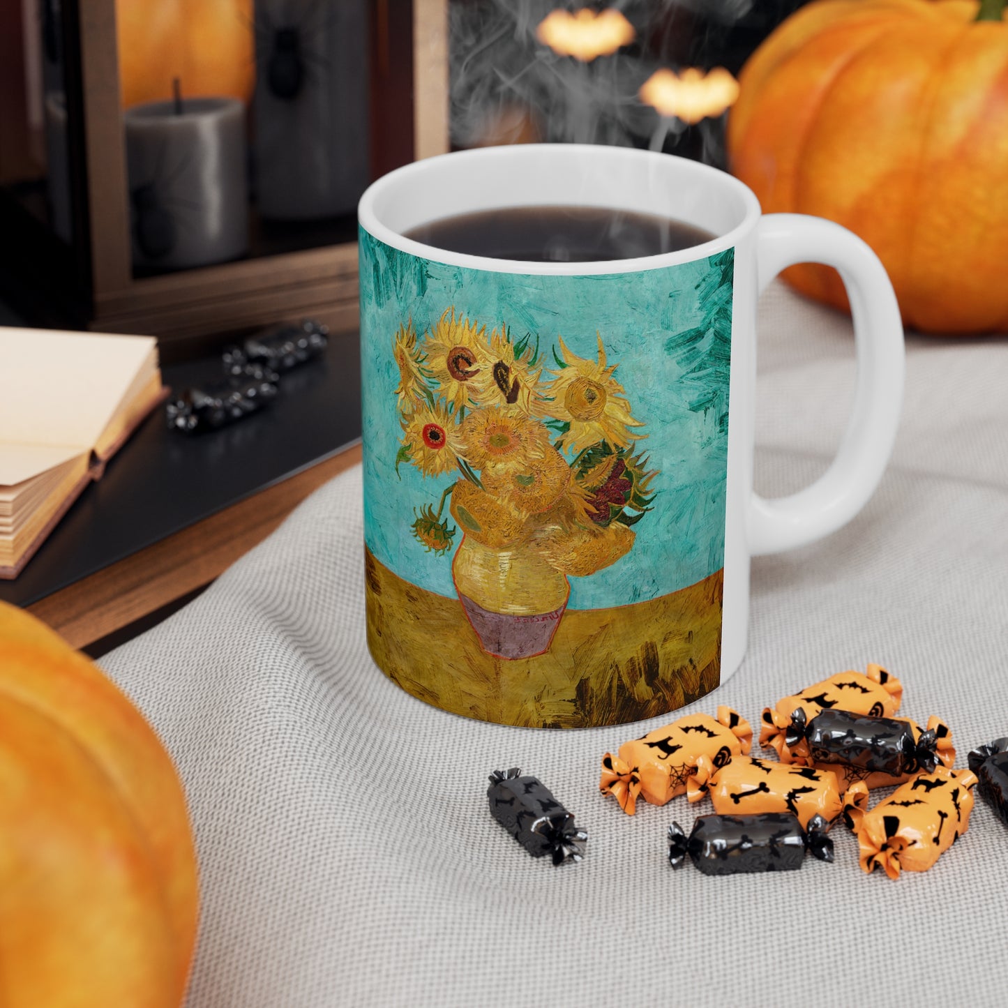 Van Gogh's Vase with Twelve Sunflowers (1888–1889) - Original Fine Art Print Ceramic Coffee Mugs, 11oz, 15oz