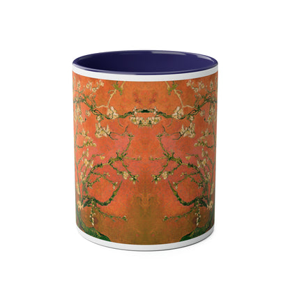 Van Gogh's Almond blossom (1890) - Orange Fine Art Print Two-Tone Coffee Mugs, 11oz