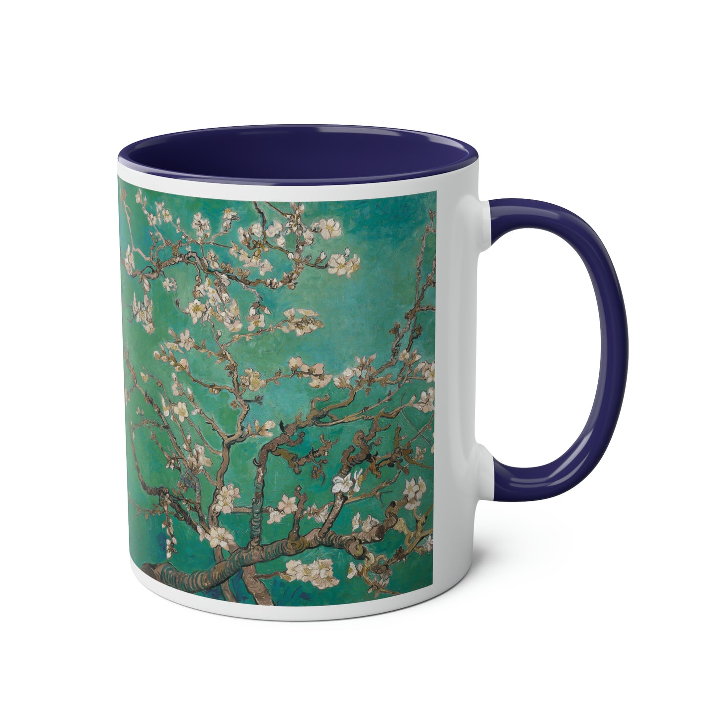 Van Gogh's Almond blossom (1890) - Green Fine Art Print Two-Tone Coffee Mugs, 11oz