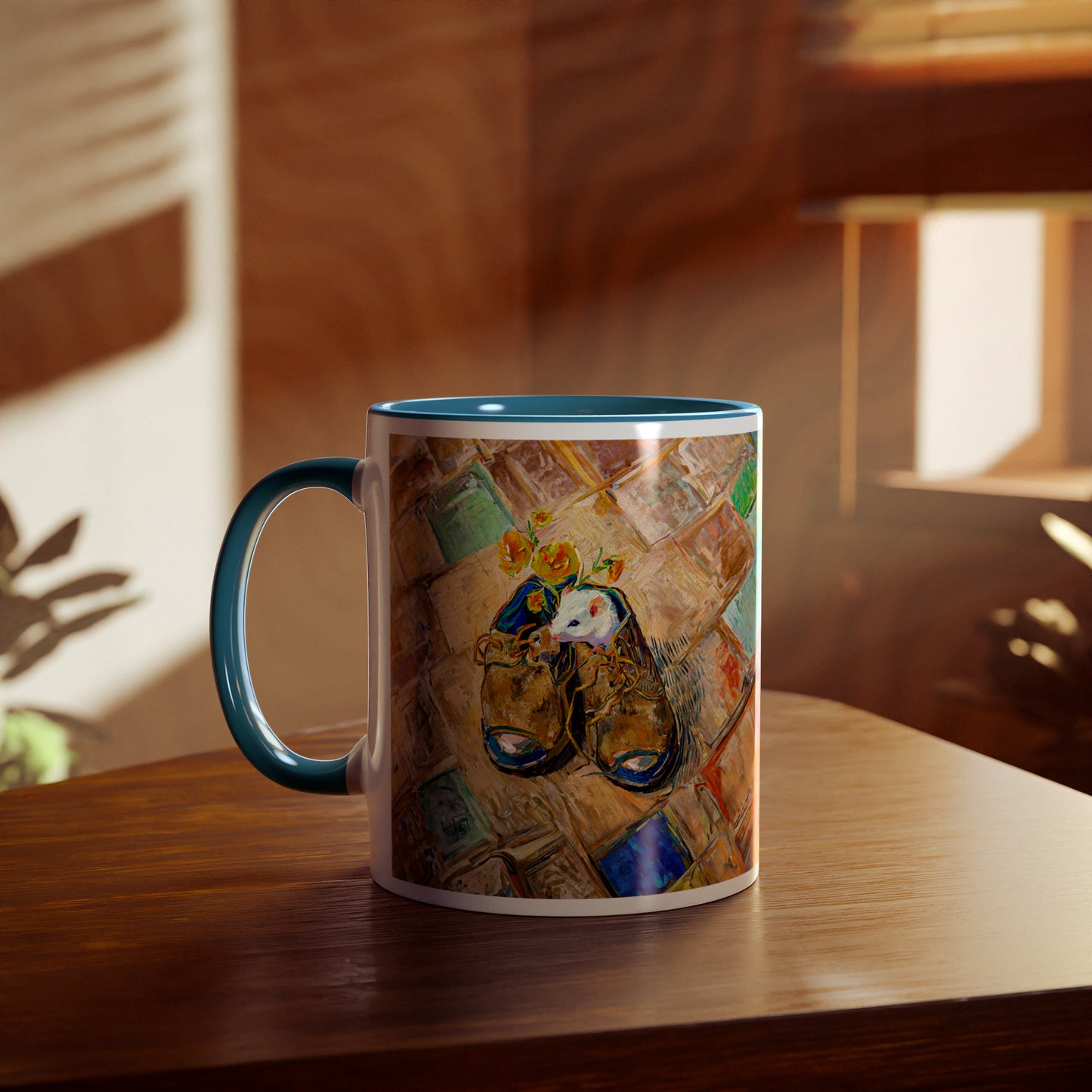 Van Gogh's Shoes (1888) - Mouse in the shoe Fine Art Print Two-Tone Coffee Mugs, 11oz