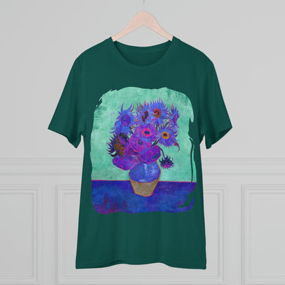 Van Gogh's Vase with Twelve Sunflowers (1888–1889) - Pop art purple Fine Art Print Organic Cotton T-Shirt Unisex