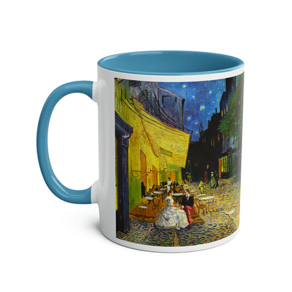 Van Gogh's Café Terrace at Night (1888) - Couple Two-Tone Coffee Mugs, 11oz