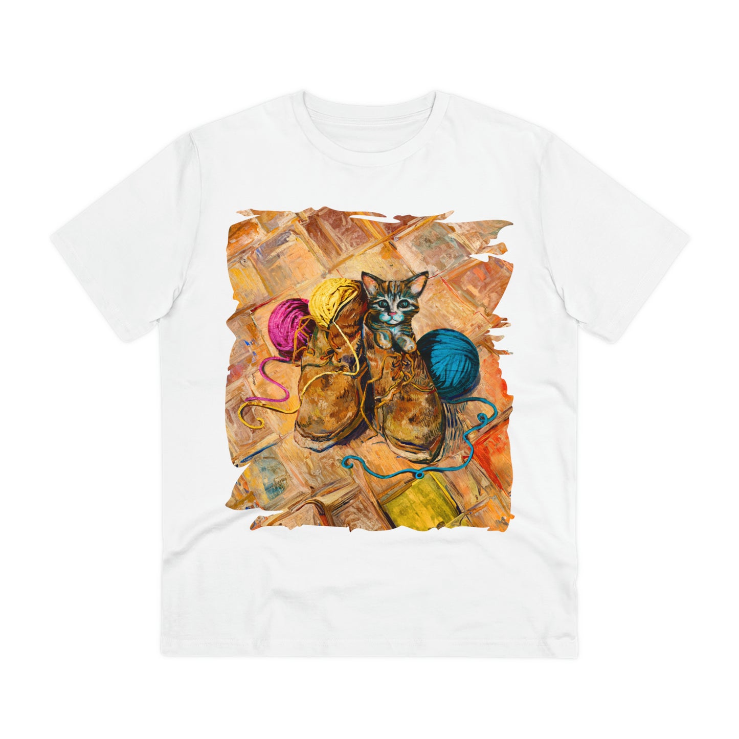 Van Gogh's Shoes (1888) - Kitten with yarns Fine Art Print Organic Cotton T-Shirt Unisex