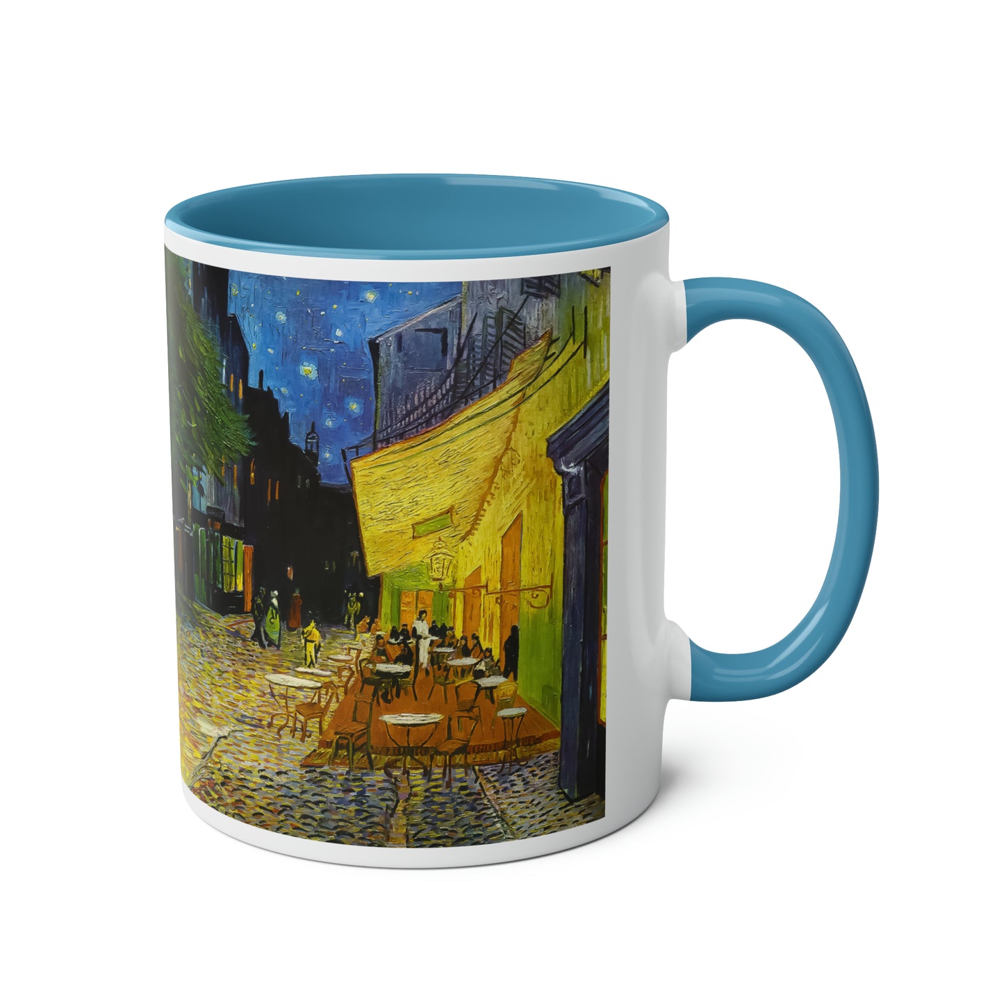 Van Gogh's Café Terrace at Night (1888) - Original Fine Art Print Two-Tone Coffee Mugs, 11oz