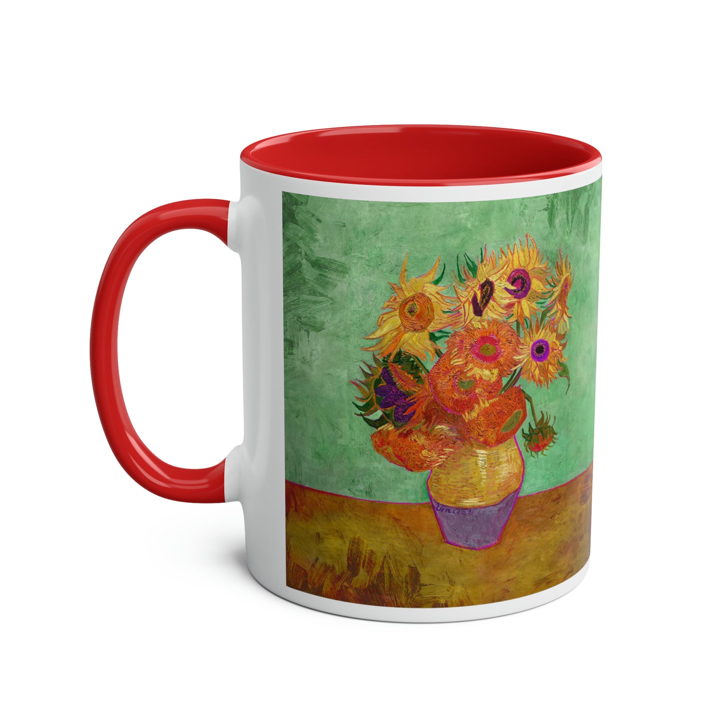 Van Gogh's Vase with Twelve Sunflowers (1888–1889) - Summer Fine Art Print Two-Tone Coffee Mugs, 11oz